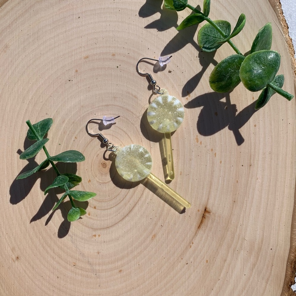 Pastel Yellow Lollipop Earrings